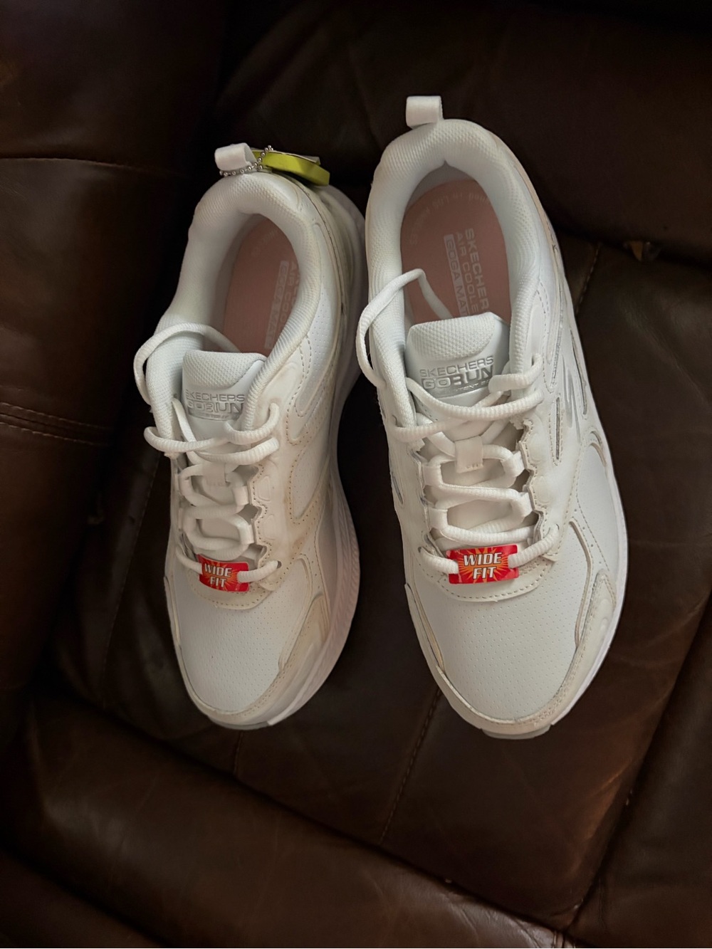 Skechers White Sneakers with Red Accent